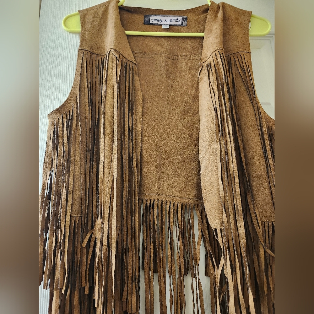 Oona Maude Tan Fringe Vest